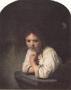 REMBRANDT Harmenszoon van Rijn Girl leaning on a window-sill (mk33) Germany oil painting artist